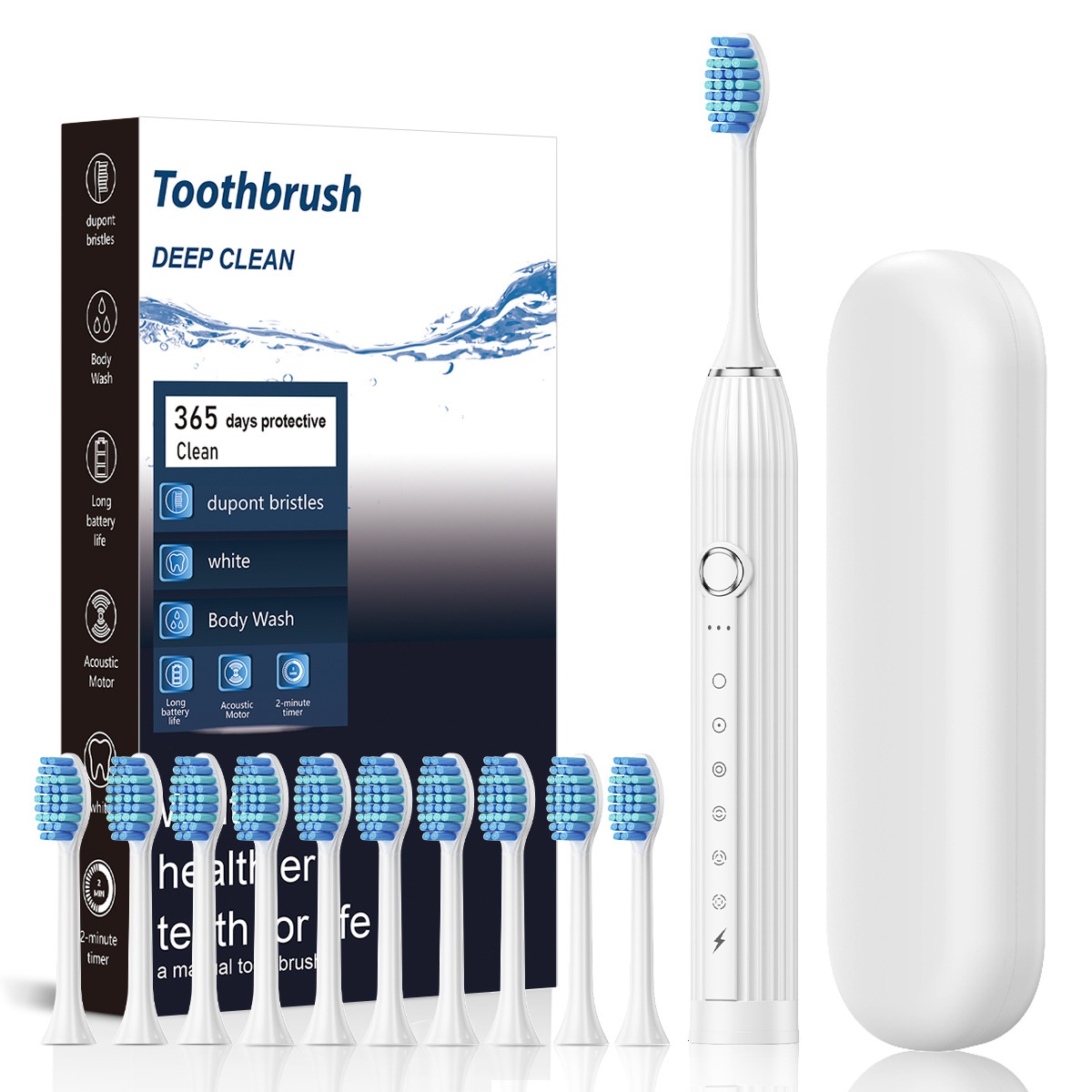 Sonic Electric Toothbrush for Adults and Kids, 8 Brush Heads, Deep Cleaning