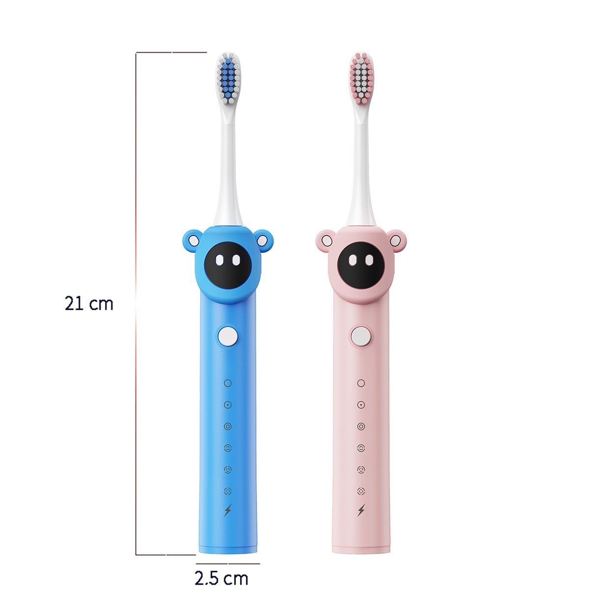 Brosse à dents électrique ergonomique pour enfants avec minuteur intelligent, poils souples et 8 têtes de brosse.