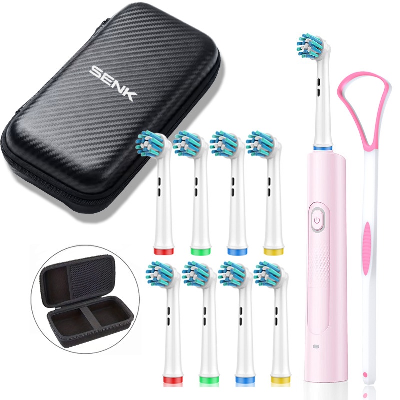 Kit de brosse à dents électrique avec étui de voyage, plusieurs têtes de brosse et nettoyeur de langue