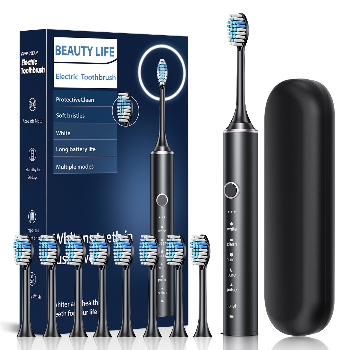 Premium Rechargeable Electric Toothbrush with Acoustic Motor, 2-Minute Timer, Multiple Modes