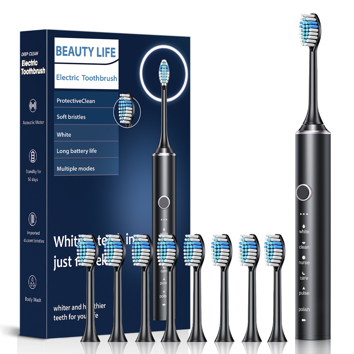 Premium Rechargeable Electric Toothbrush with Acoustic Motor, 2-Minute Timer, Multiple Modes