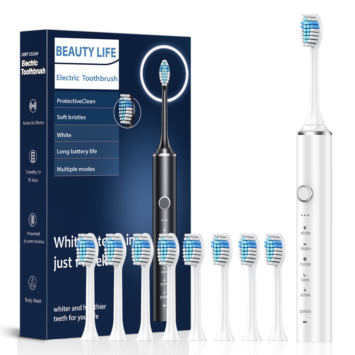Premium Rechargeable Electric Toothbrush with Acoustic Motor, 2-Minute Timer, Multiple Modes