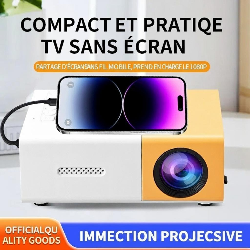 Mini projecteur portable Full HD 1080p pour home cinéma et utilisation en extérieur - Modèle n° YG300