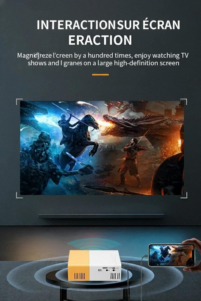 Mini projecteur portable Full HD 1080p pour home cinéma et utilisation en extérieur - Modèle n° YG300