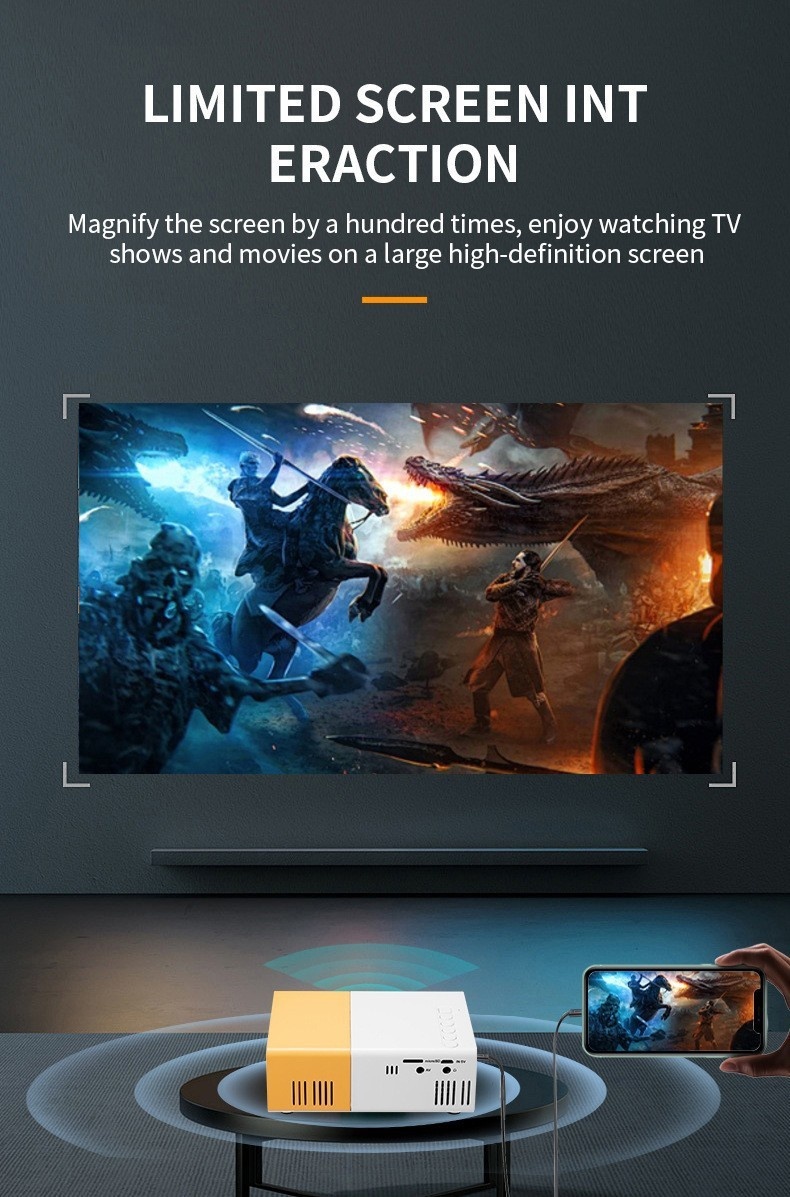 Portable Mini 1080P Full HD Projector for Home Theater & Outdoor Use -Model#YG300