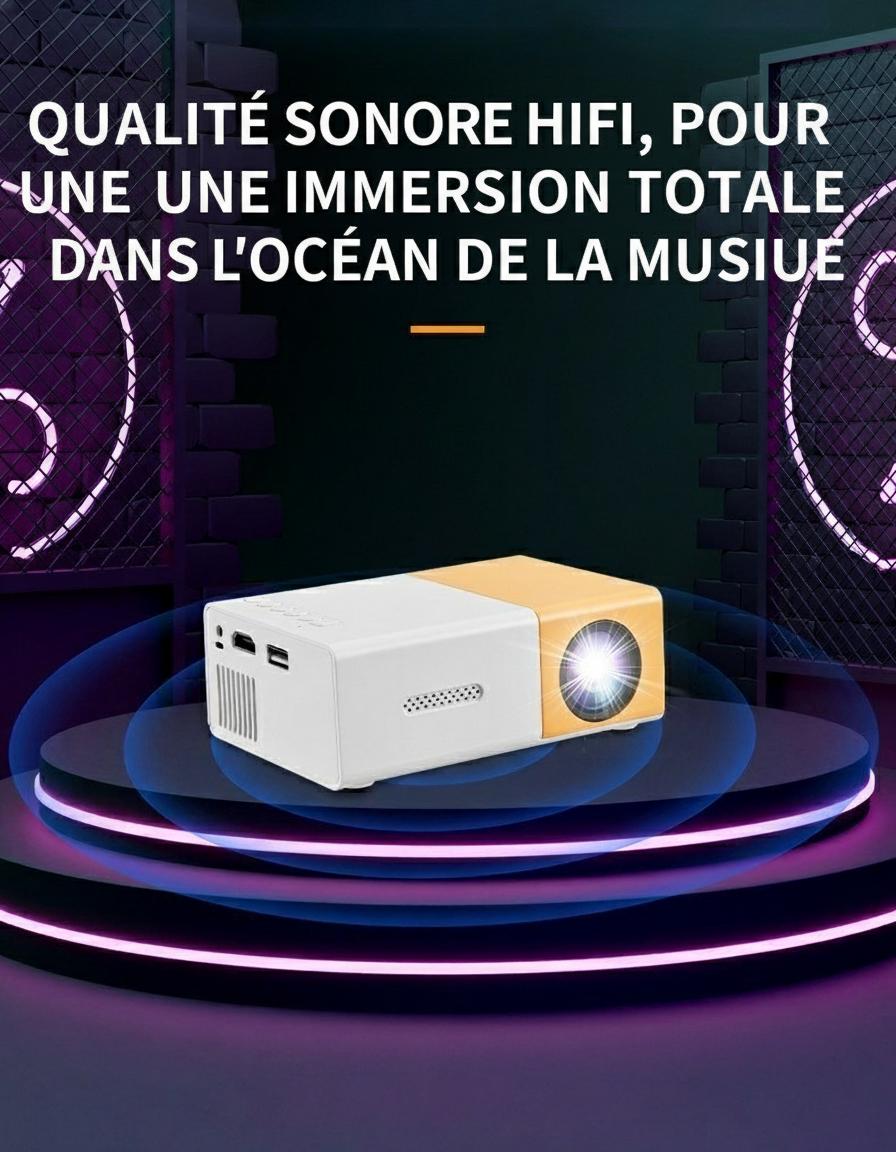 Mini projecteur portable Full HD 1080p pour home cinéma et utilisation en extérieur - Modèle n° YG300