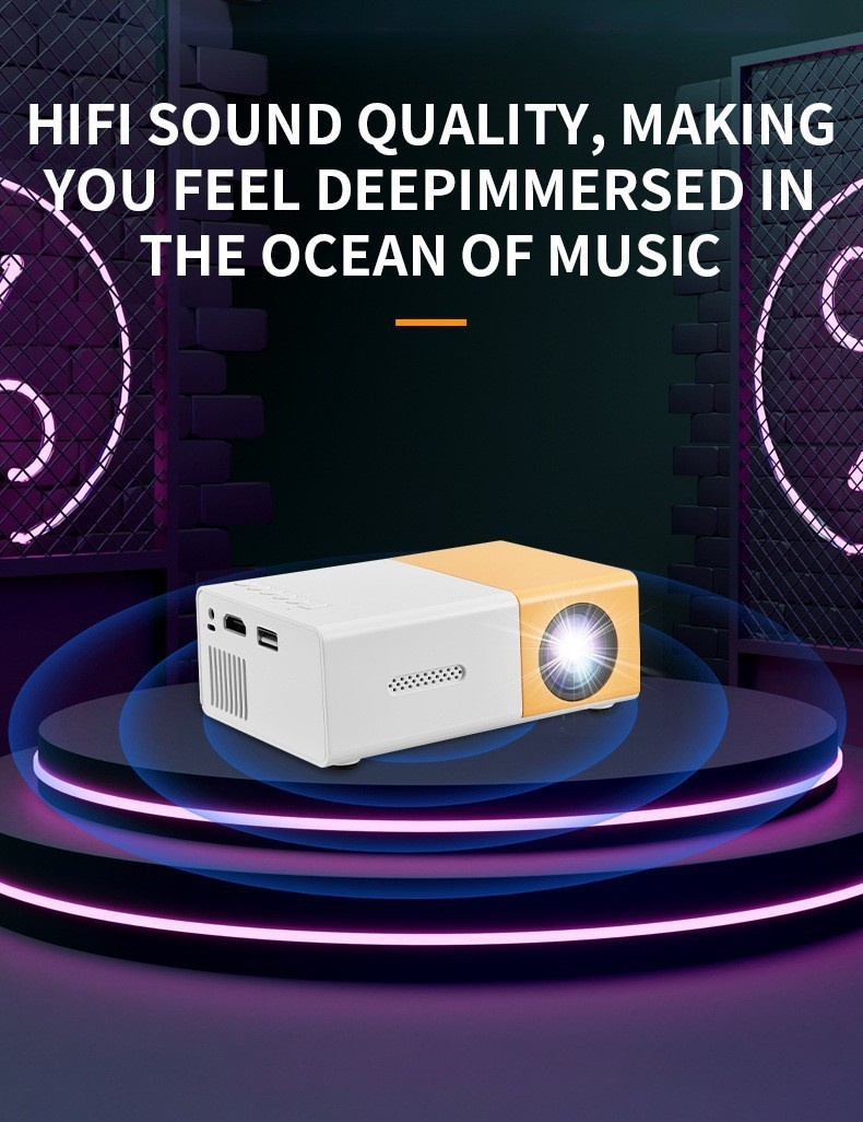 Portable Mini 1080P Full HD Projector for Home Theater & Outdoor Use -Model#YG300