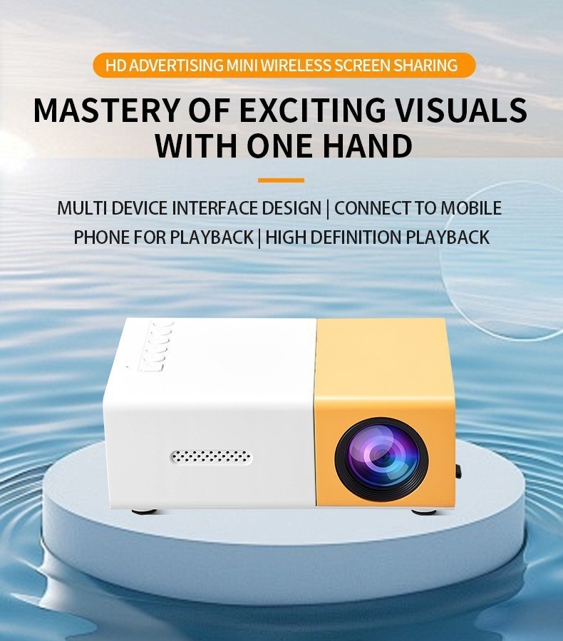 Portable Mini 1080P Full HD Projector for Home Theater & Outdoor Use -Model#YG300
