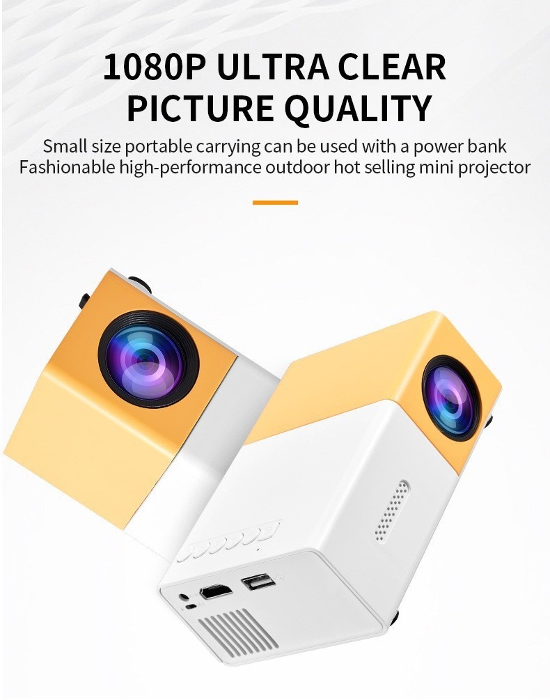 Portable Mini 1080P Full HD Projector for Home Theater & Outdoor Use -Model#YG300
