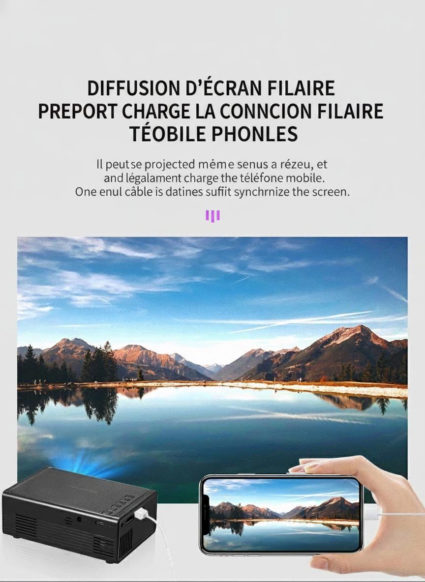 Mini projecteur intelligent portable pour téléphone portable 1080p Full HD - Compatible Android et iOS - Modèle n° M200S