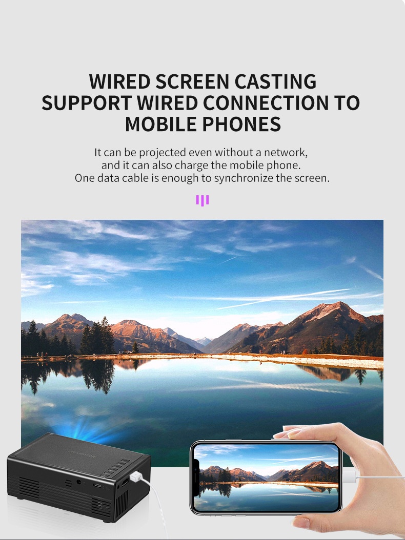 Mini Portable Mobile Phone 1080PFull HD Smart Projector - Support Android & IOS Connectable - Model#M200S