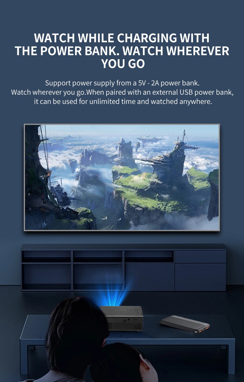 Mini Portable Mobile Phone 1080PFull HD Smart Projector - Support Android & IOS Connectable - Model#M200S