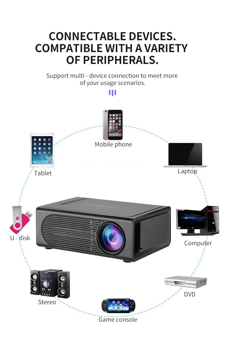 Mini Portable Mobile Phone 1080PFull HD Smart Projector - Support Android & IOS Connectable - Model#M200S