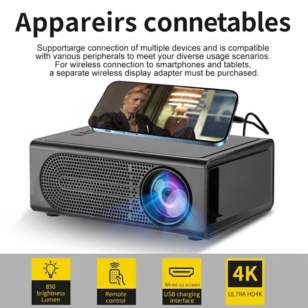 Mini projecteur intelligent portable pour téléphone portable 1080p Full HD - Compatible Android et iOS - Modèle n° M200S