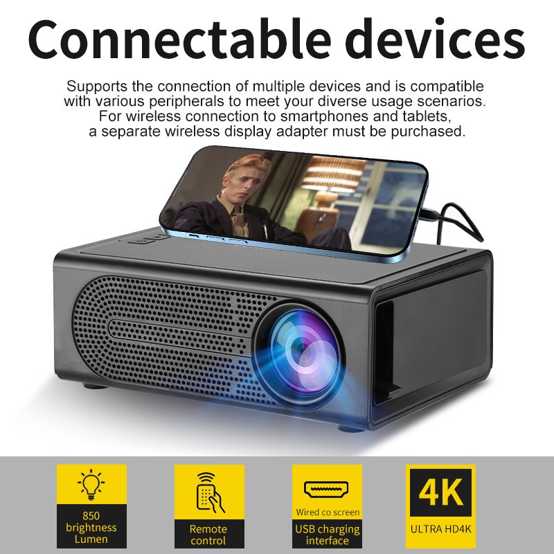Mini Portable Mobile Phone 1080PFull HD Smart Projector - Support Android & IOS Connectable - Model#M200S