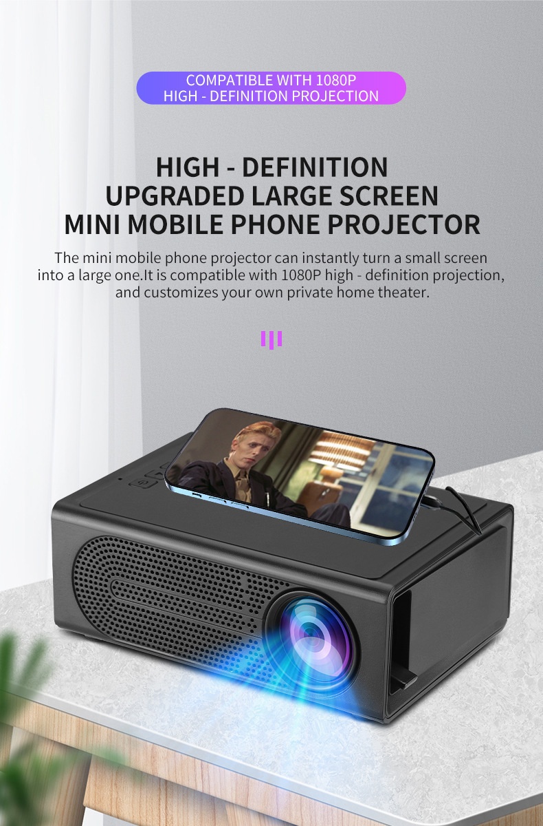 Mini Portable Mobile Phone 1080PFull HD Smart Projector - Support Android & IOS Connectable - Model#M200S