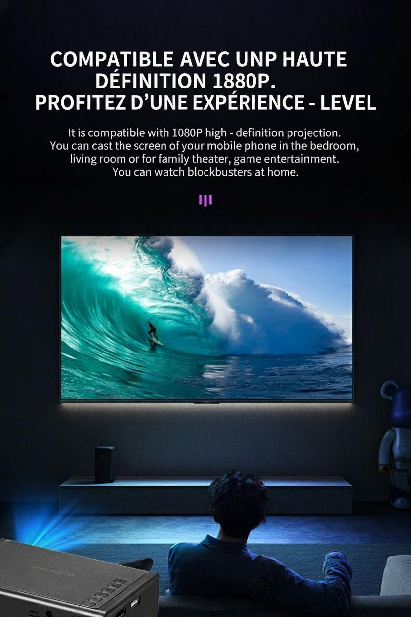 Mini projecteur intelligent portable pour téléphone portable 1080p Full HD - Compatible Android et iOS - Modèle n° M200S