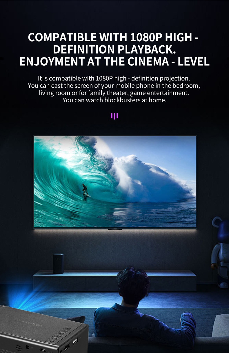 Mini Portable Mobile Phone 1080PFull HD Smart Projector - Support Android & IOS Connectable - Model#M200S