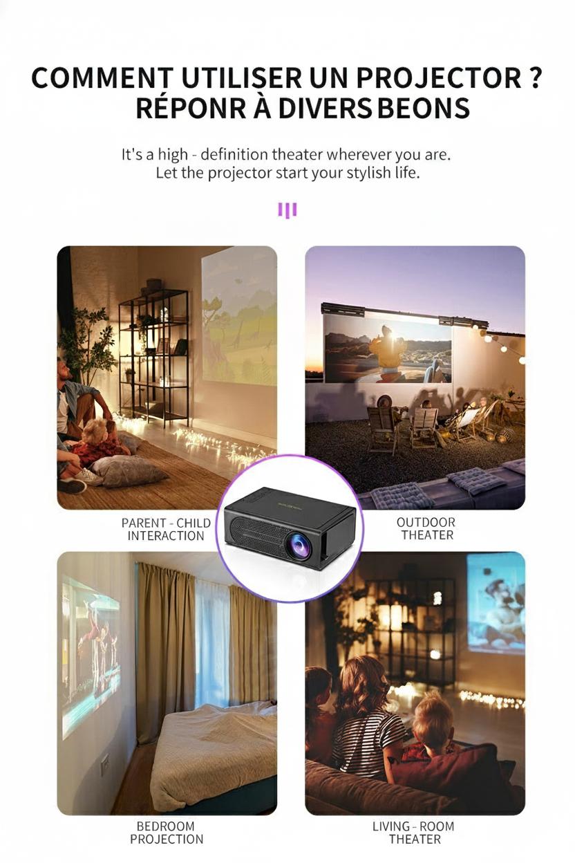Mini projecteur intelligent portable pour téléphone portable 1080p Full HD - Compatible Android et iOS - Modèle n° M200S