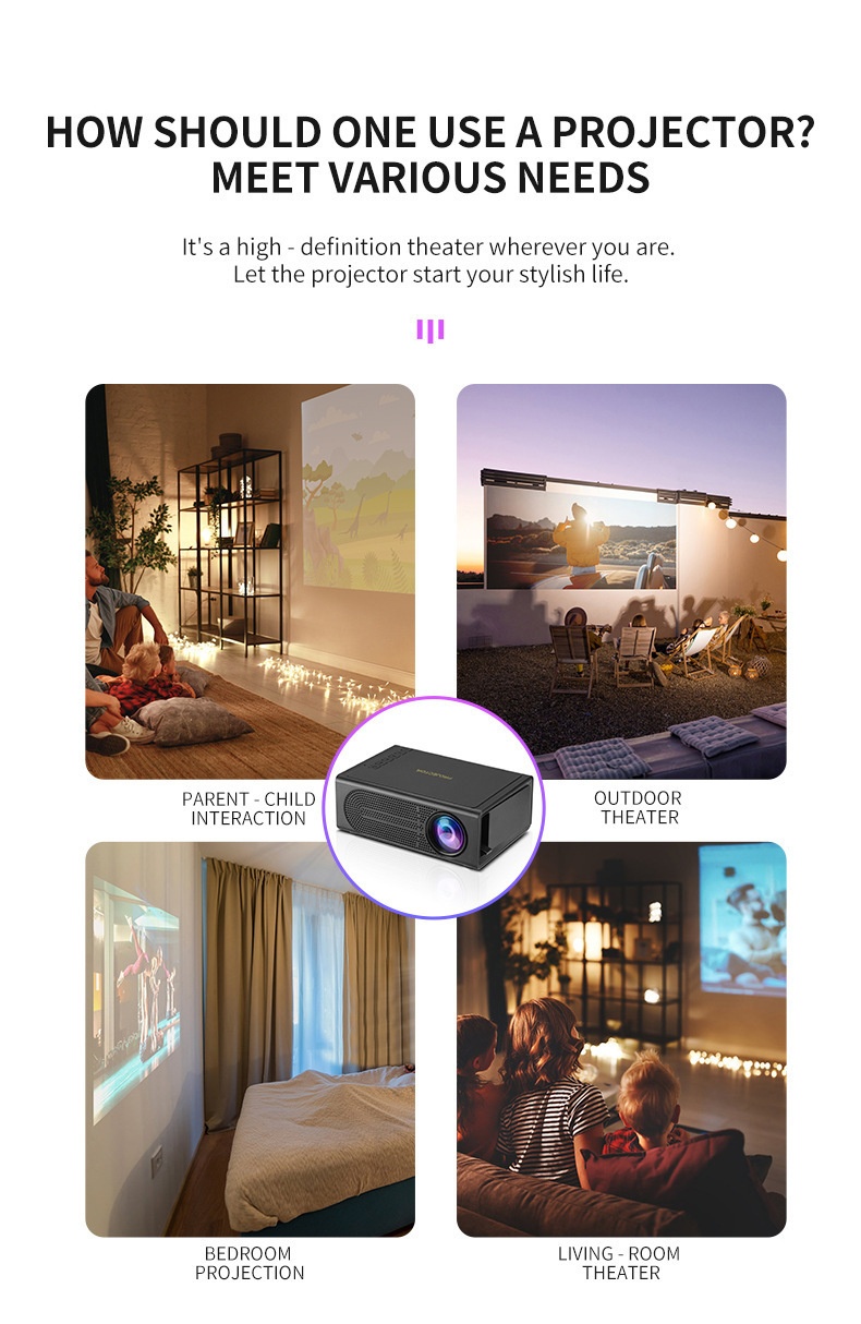 Mini Portable Mobile Phone 1080PFull HD Smart Projector - Support Android & IOS Connectable - Model#M200S