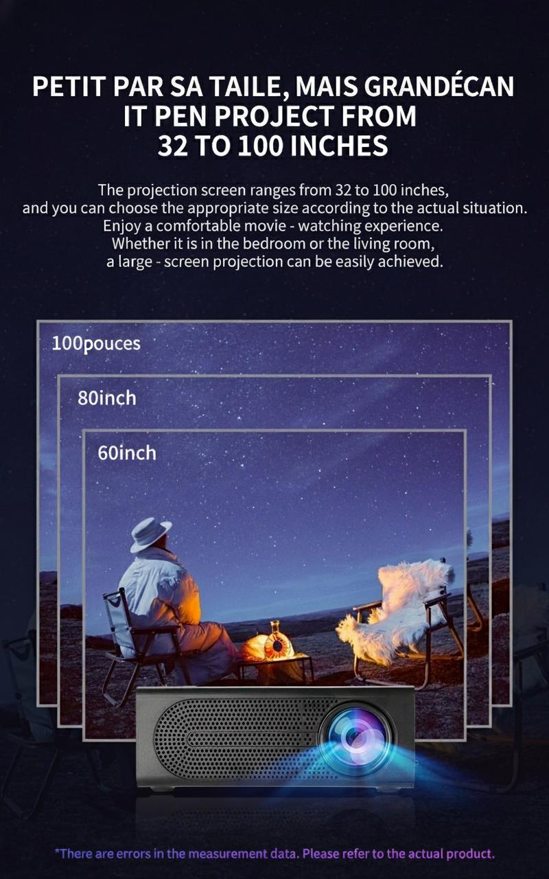 Mini projecteur intelligent portable pour téléphone portable 1080p Full HD - Compatible Android et iOS - Modèle n° M200S