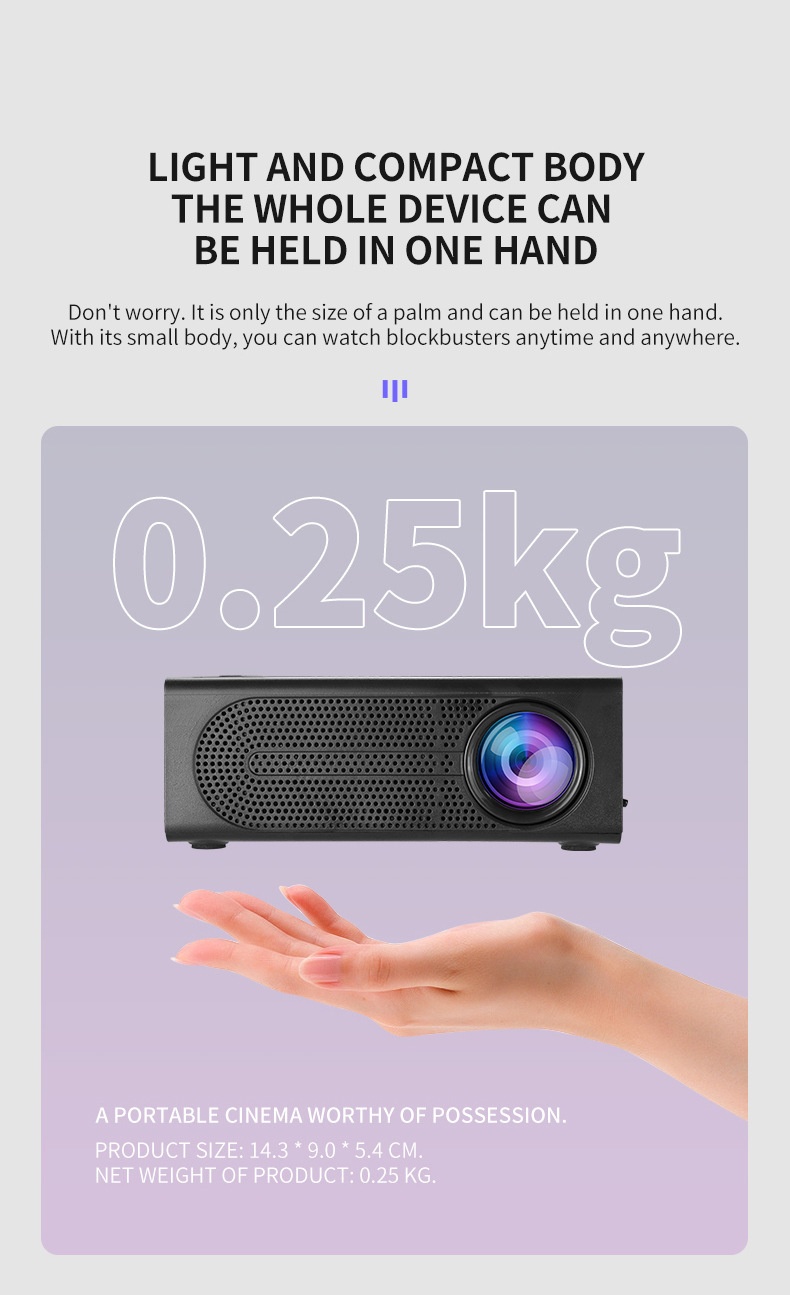 Mini Portable Mobile Phone 1080PFull HD Smart Projector - Support Android & IOS Connectable - Model#M200S
