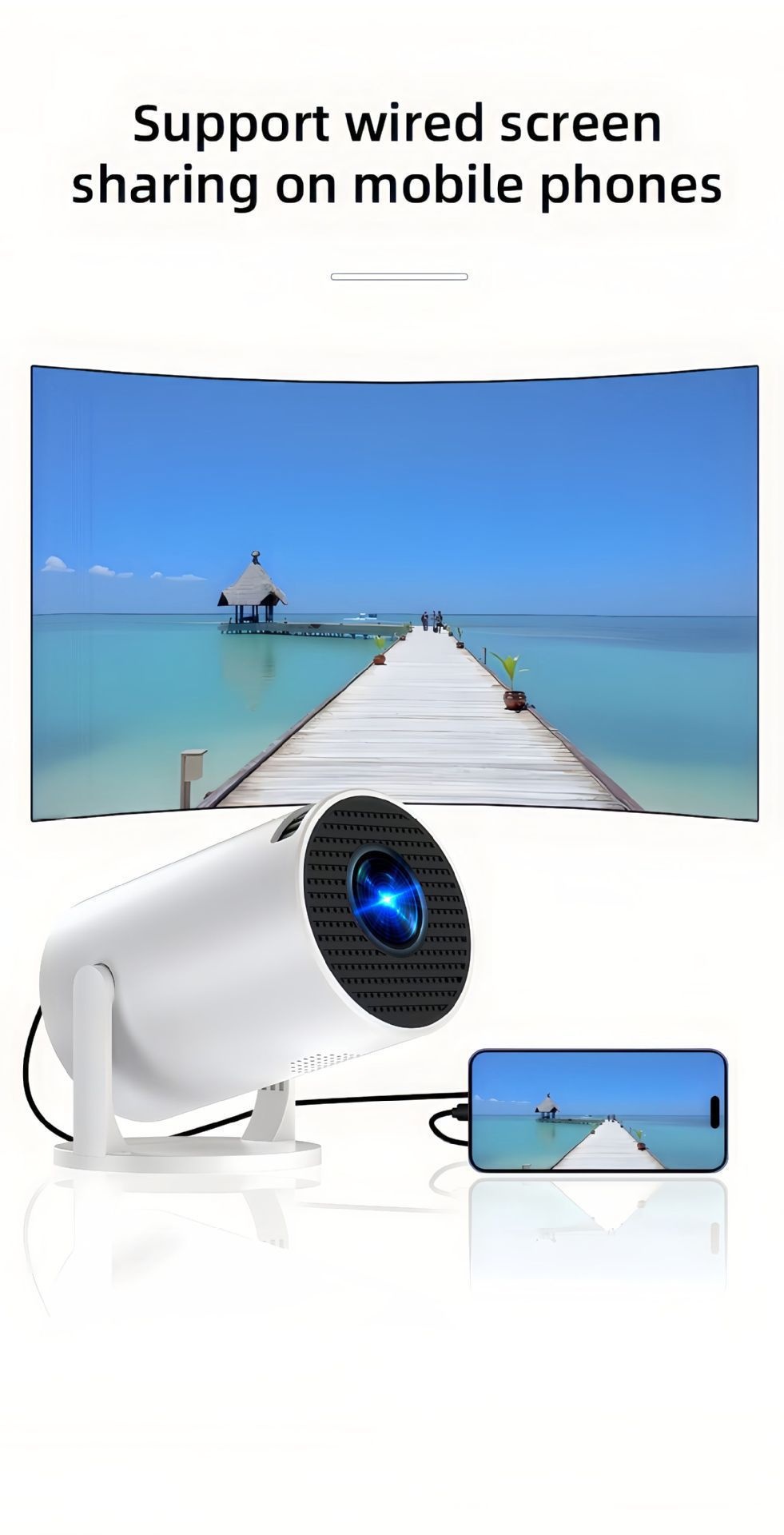 Mini Portable Smart Projector, Wi-Fi & HDMI - Model#HY200 Sharing Screen