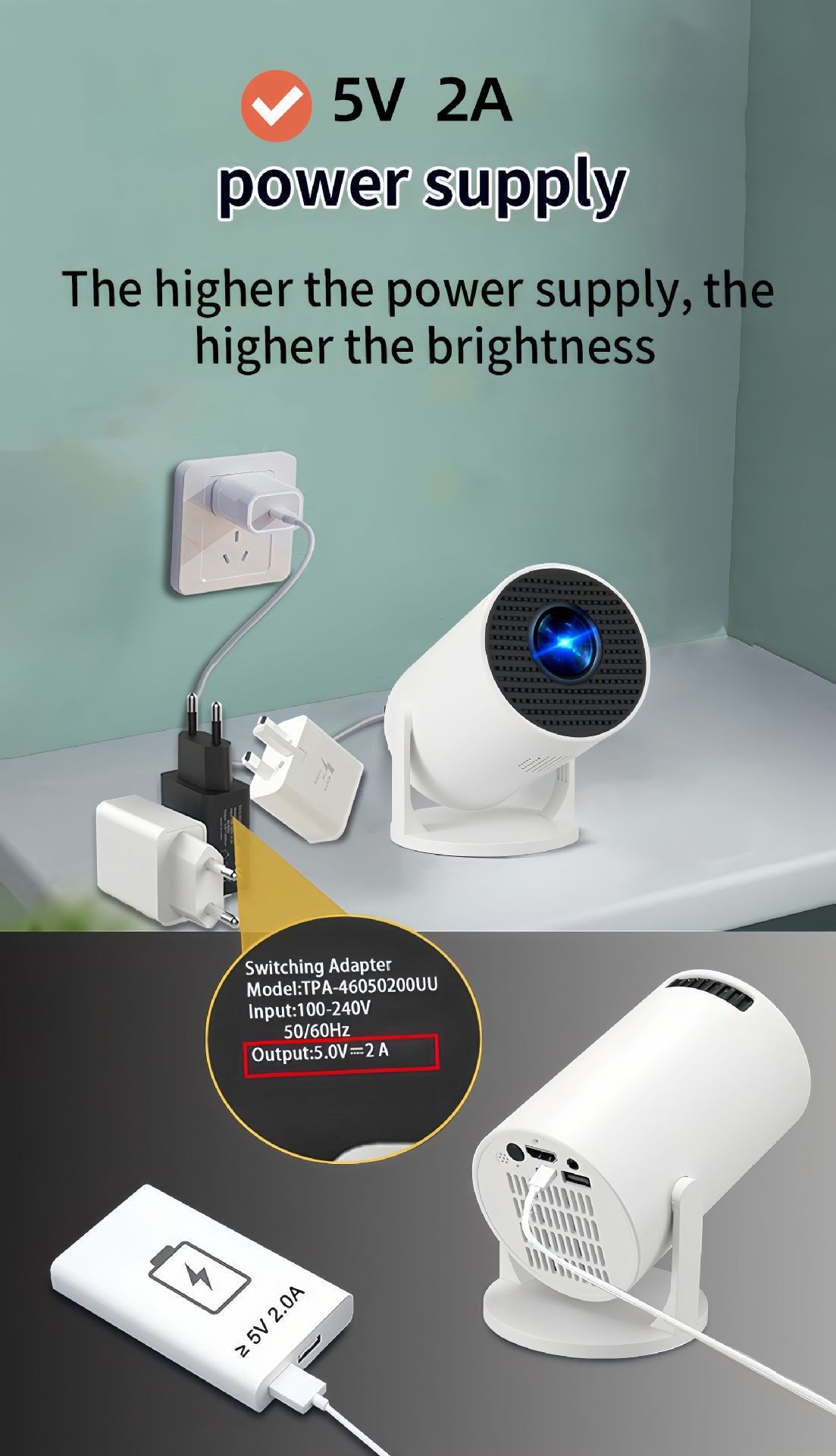 Mini Portable Smart Projector, Wi-Fi & HDMI - Model#HY200 Sharing Screen