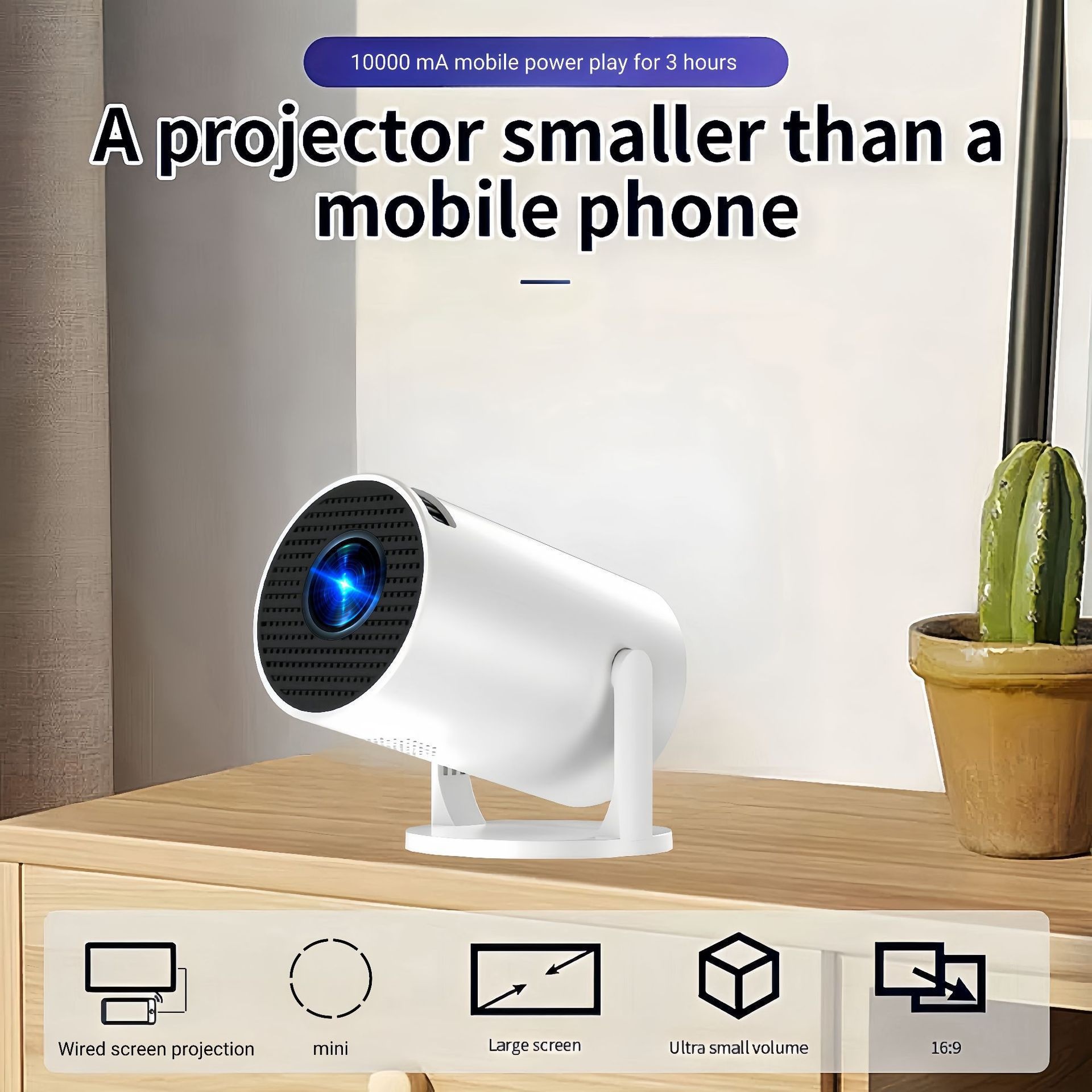 Mini Portable Smart Projector, Wi-Fi & HDMI - Model#HY200 Sharing Screen