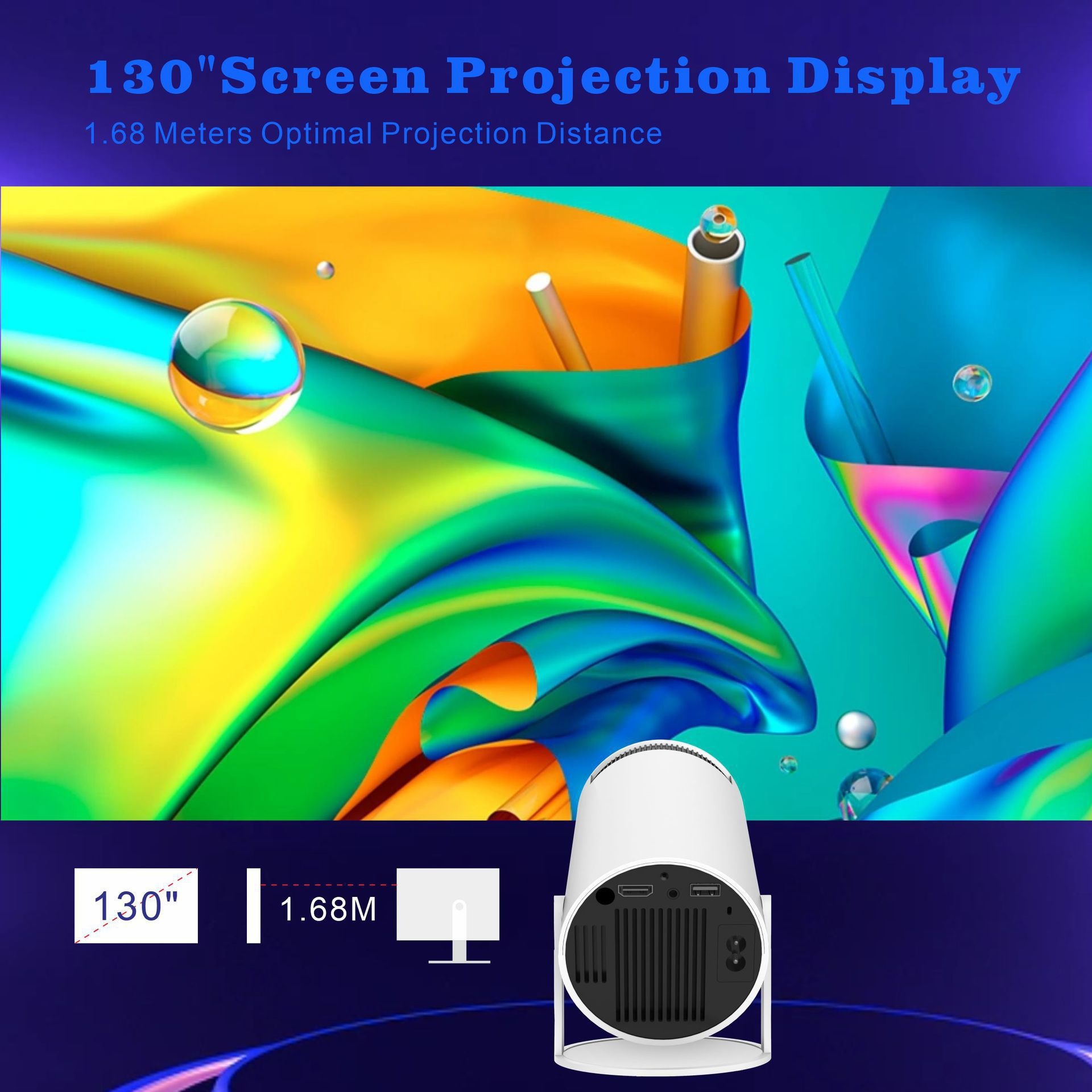 Portable Smart Projector Support Android 11 Wi-Fi , 720P - Model#HY300 Sharing Screen