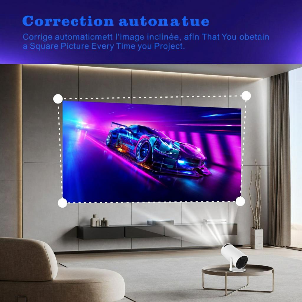 Projecteur intelligent portable 4K compatible Android 11 Wi-Fi 6, résolution 1280 x 720p, écran de 130 pouces - Modèle n° HY300