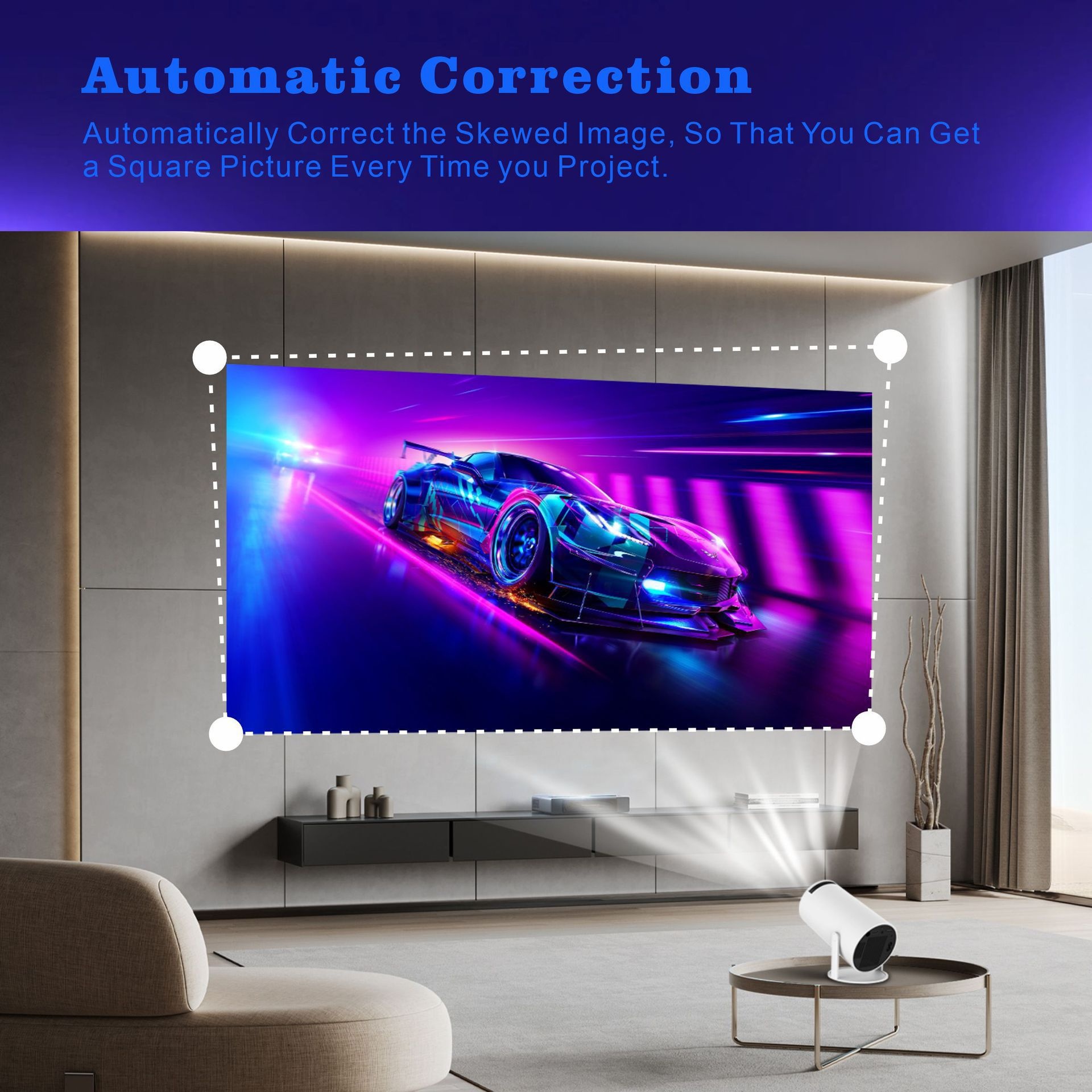 Portable Smart Projector 4K Support Android 11 Wi-Fi 6, 1280 x 720P Support , 130" screen display - Model#HY300