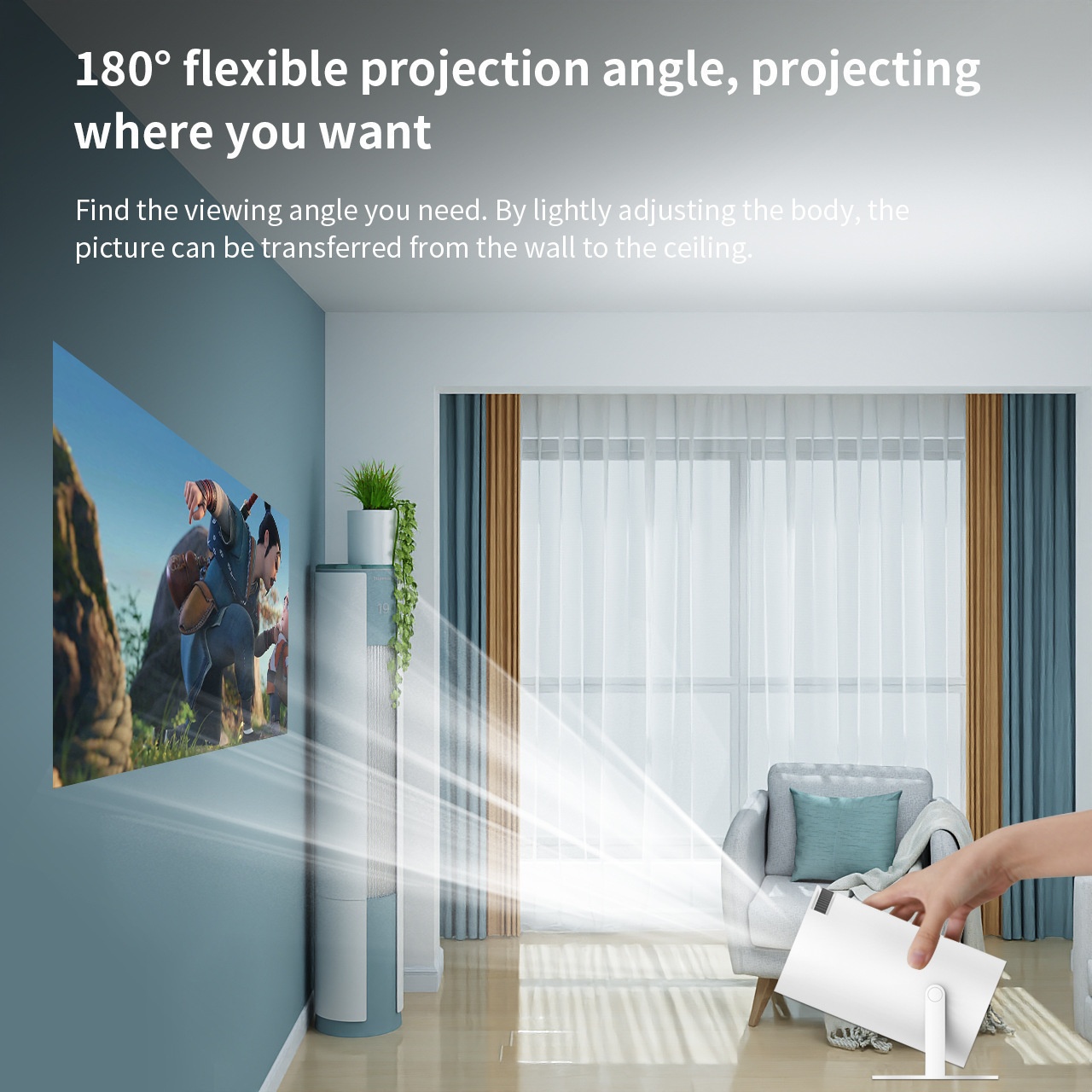 Portable Smart 4K Projector Android 11.0 720P 1280 x 720P Support , 130" screen display Model#HY300 Pro