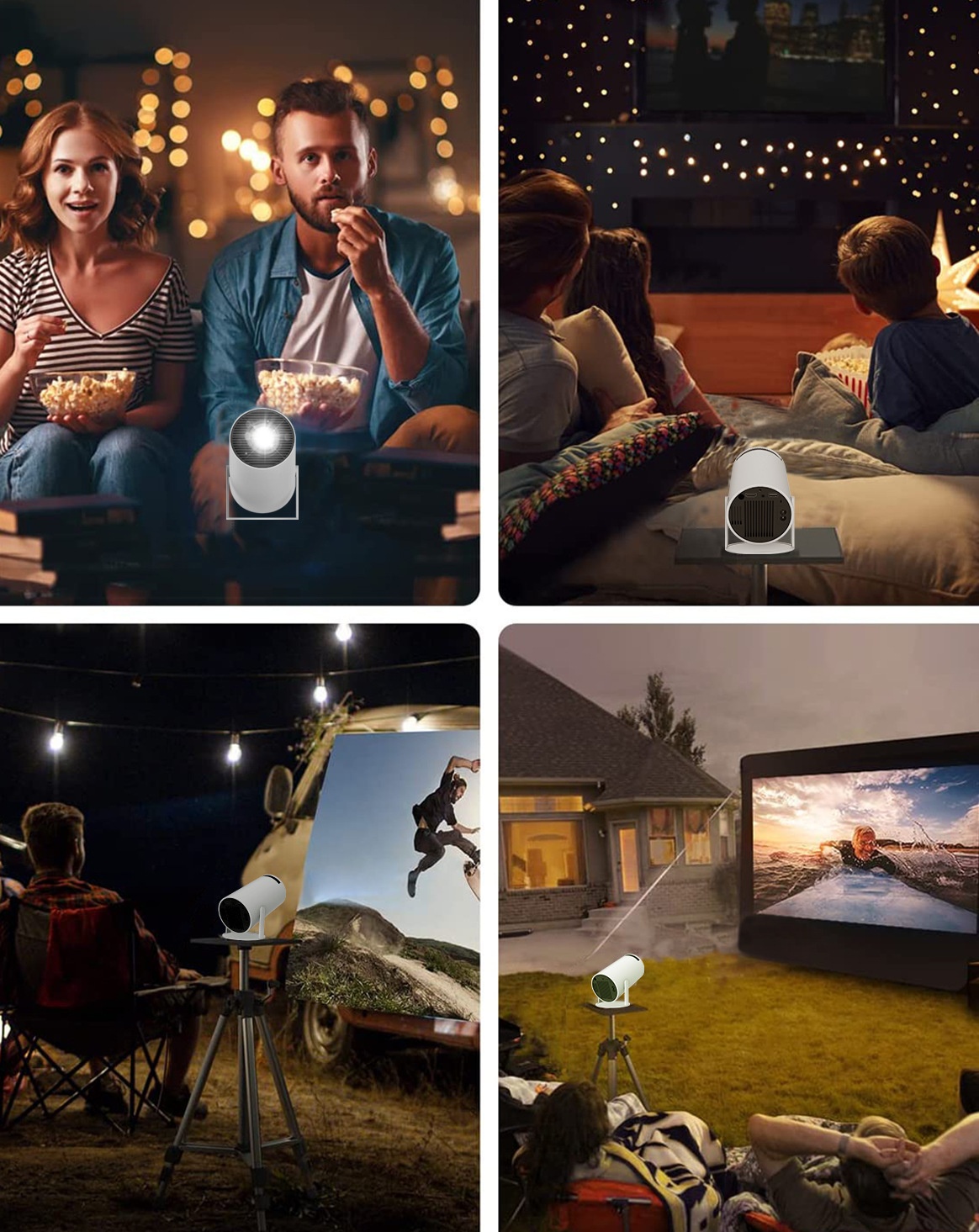 Portable Smart 4K Projector Android 11.0 720P 1280 x 720P Support , 130" screen display Model#HY300 Pro