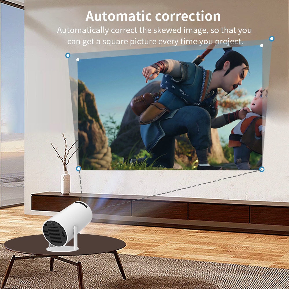 Portable Smart 4K Projector Android 11.0 720P 1280 x 720P Support , 130" screen display Model#HY300 Pro