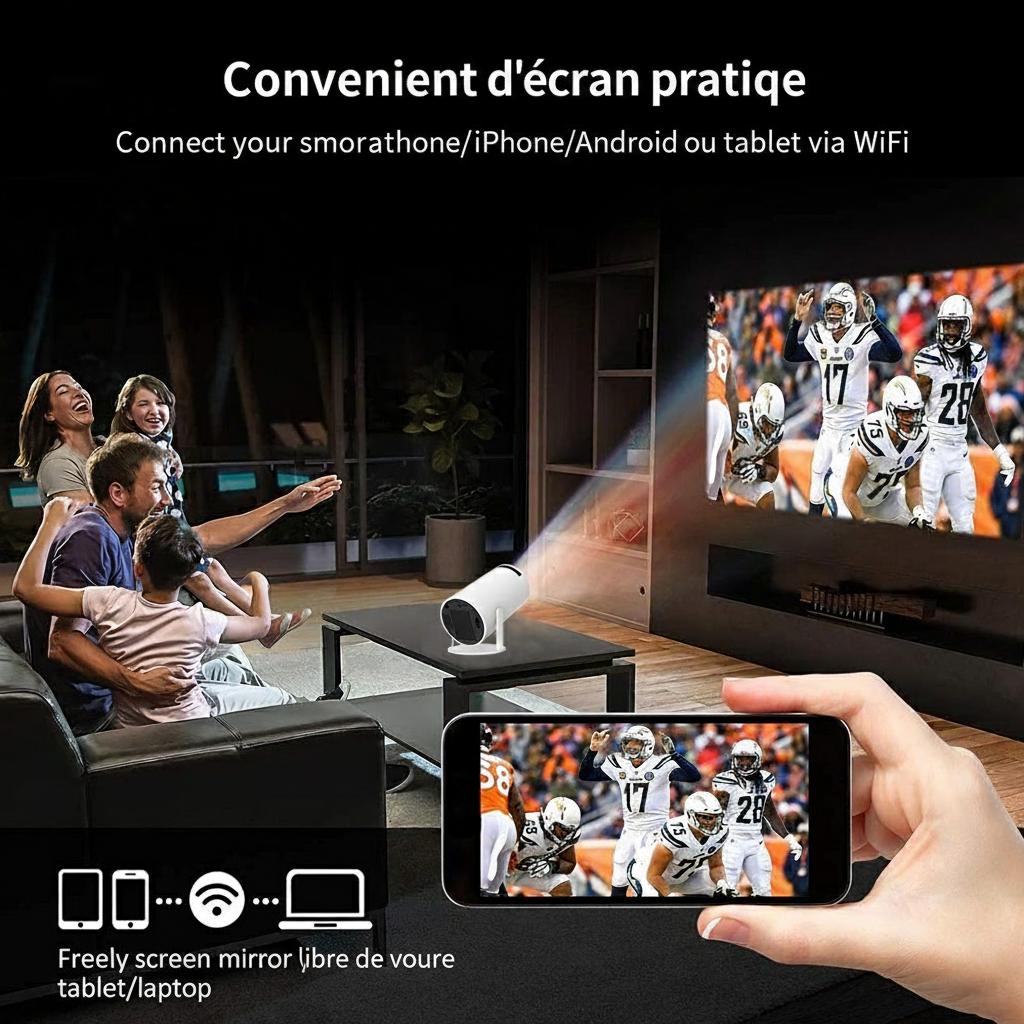 Projecteur portable intelligent 4K Android 11.0, compatible 720p et 1280 x 720p, écran de 130 pouces, modèle HY300 Pro