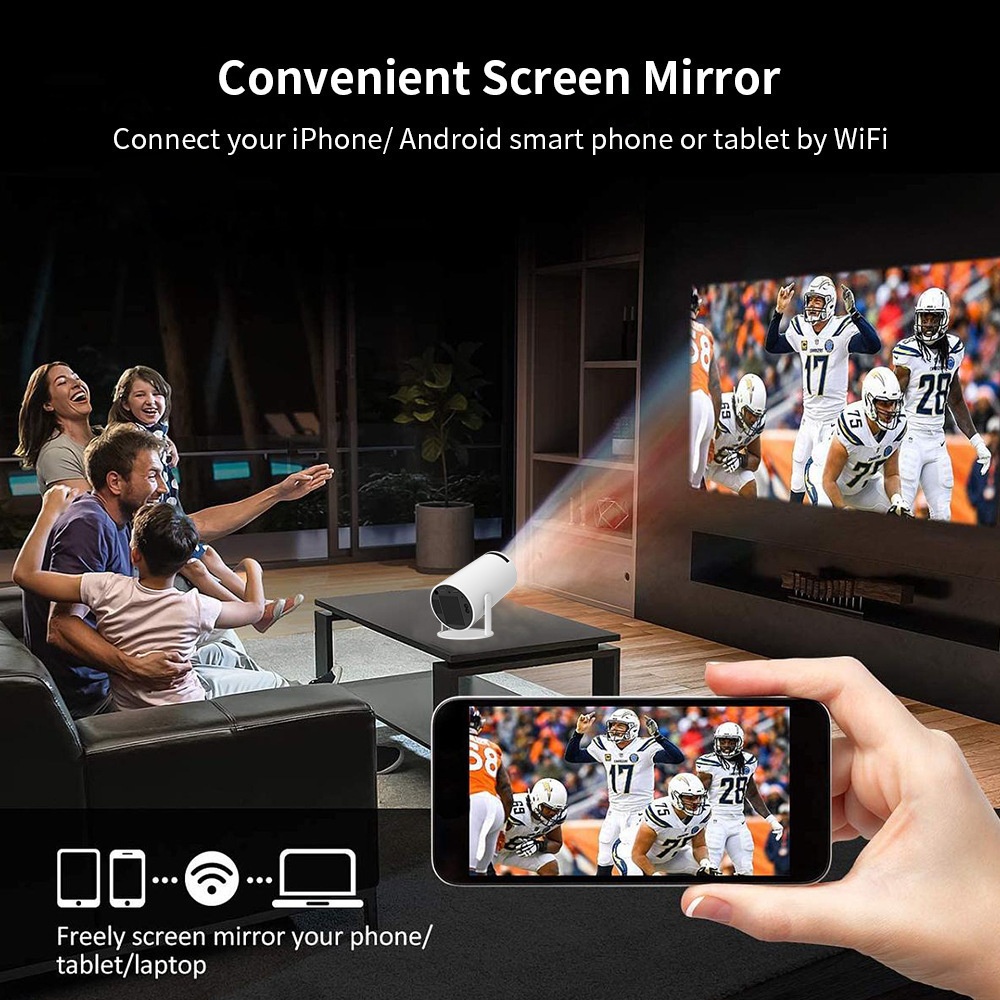 Portable Smart 4K Projector Android 11.0 720P 1280 x 720P Support , 130" screen display Model#HY300 Pro