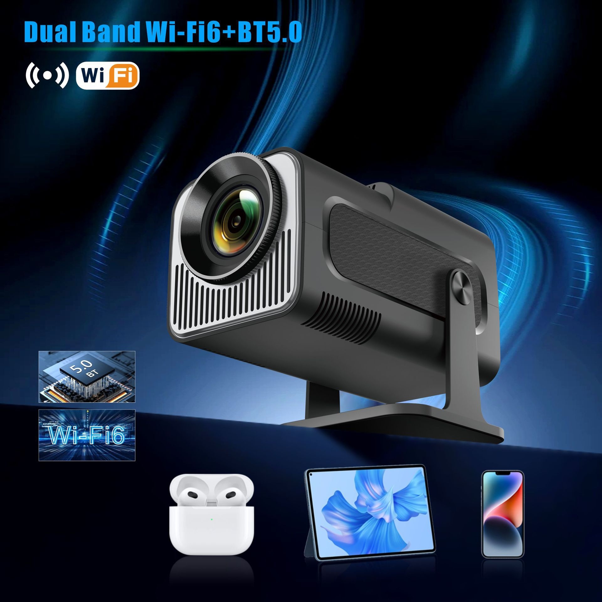 Mini Portable Smart Projector 4K Support Android 11.0 with auto ladder correction - Model#HY320mini