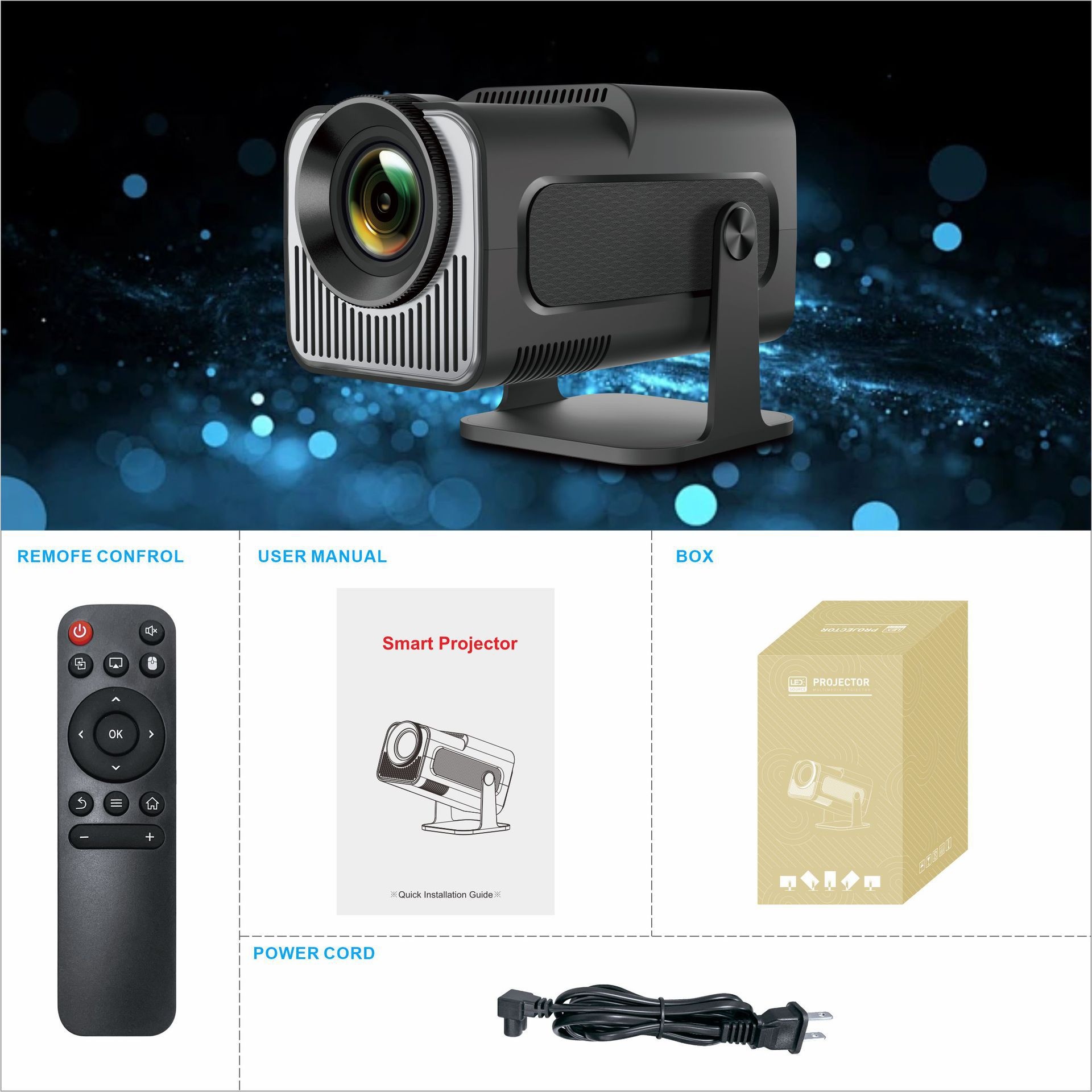 Mini Portable Smart Projector 4K Support Android 11.0 with auto ladder correction - Model#HY320mini