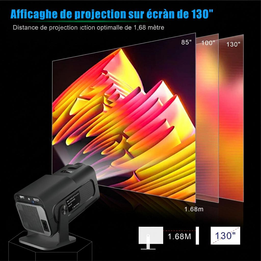 Mini projecteur intelligent portable 4K compatible Android 11.0 avec correction automatique de l'échelle - Modèle n° HY320mini