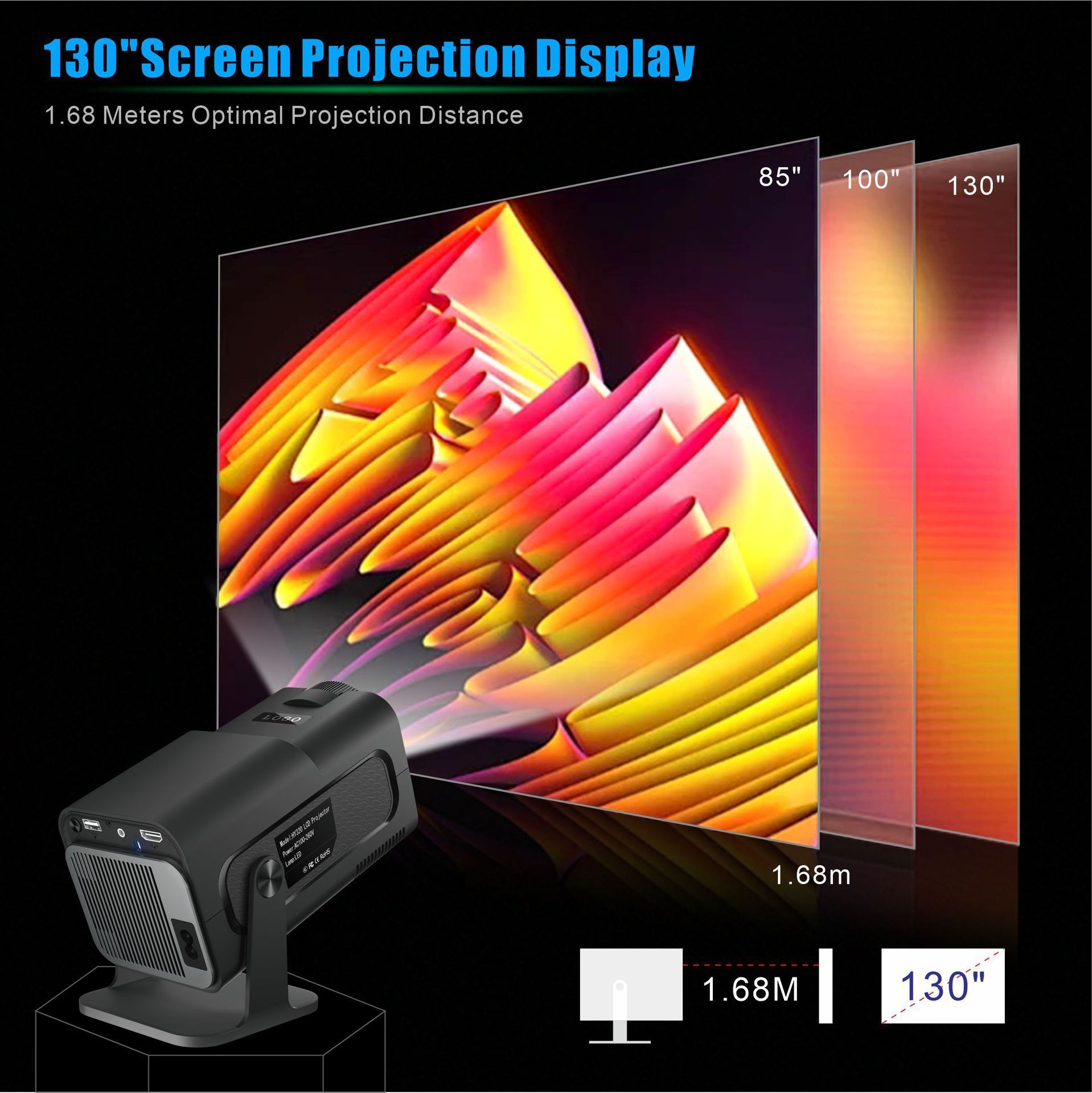 Mini Portable Smart Projector 4K Support Android 11.0 with auto ladder correction - Model#HY320mini