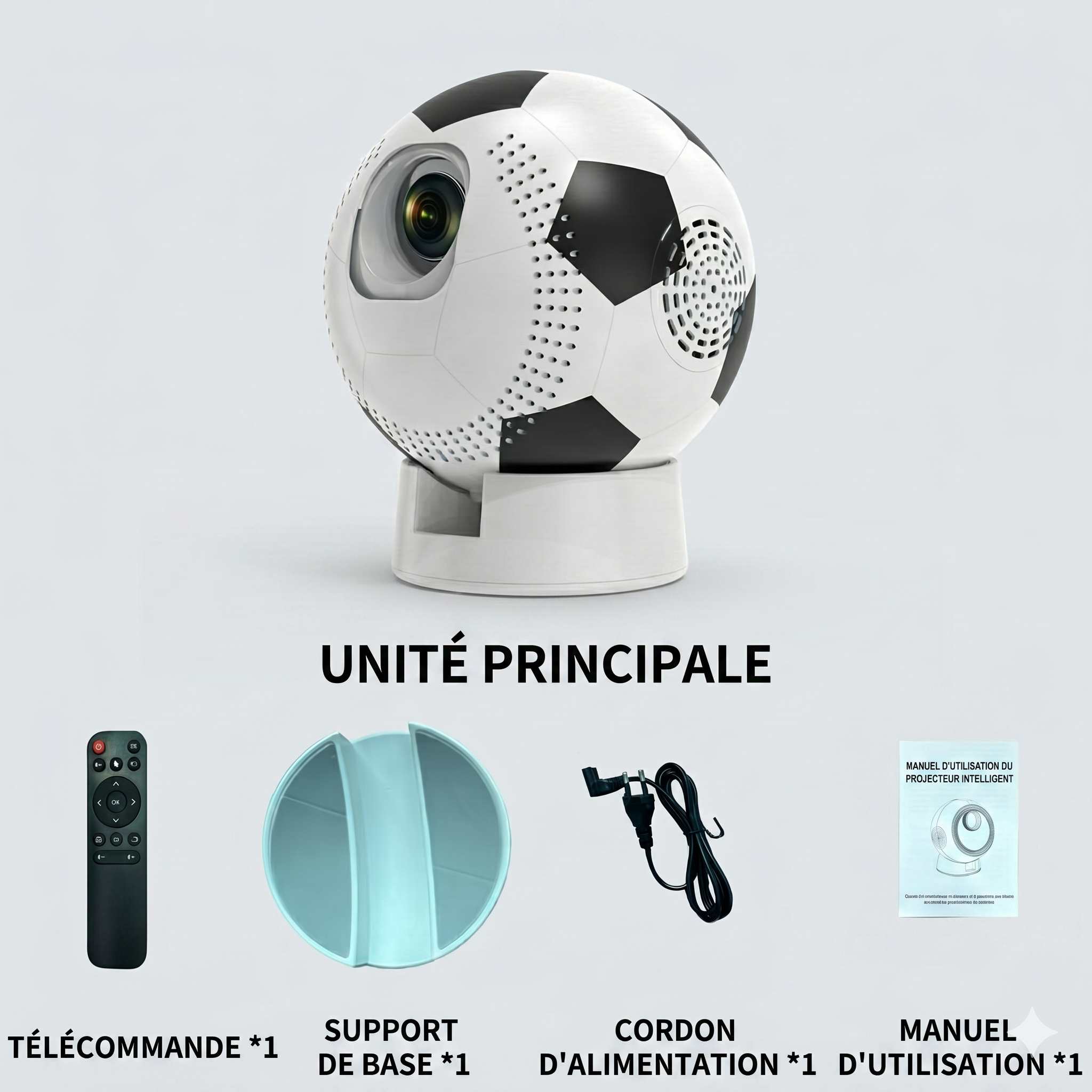 Projecteur intelligent 4K pour la Coupe du Monde de Football 2026 - Compatible Android 13, résolution HD 1080p, écran jusqu'à 130 pouces - Modèle n° Q8
