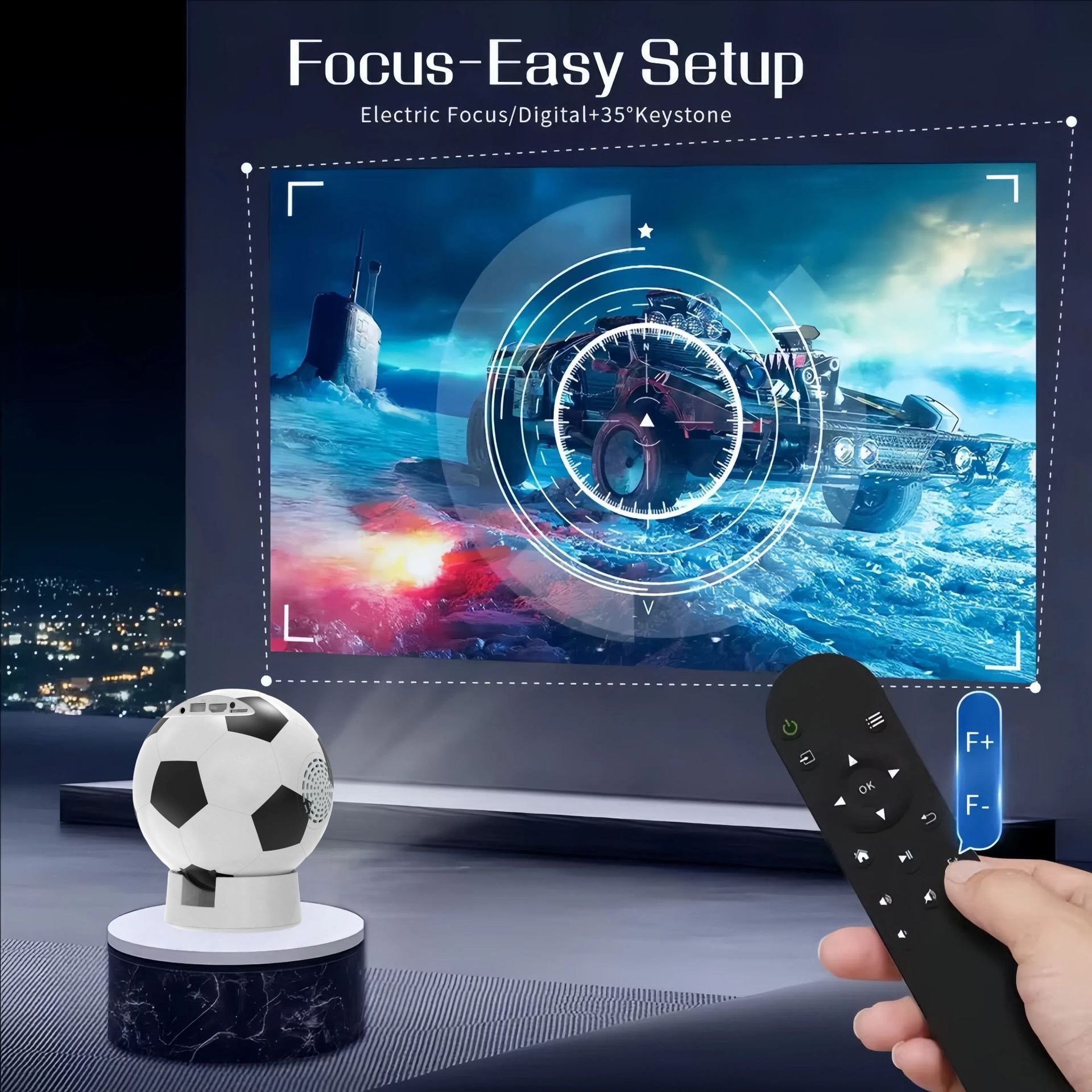 2026 World Cup Football 4K Smart Projector -  Support Android 13, 1080P HD, up to 130" display- Model#Q8