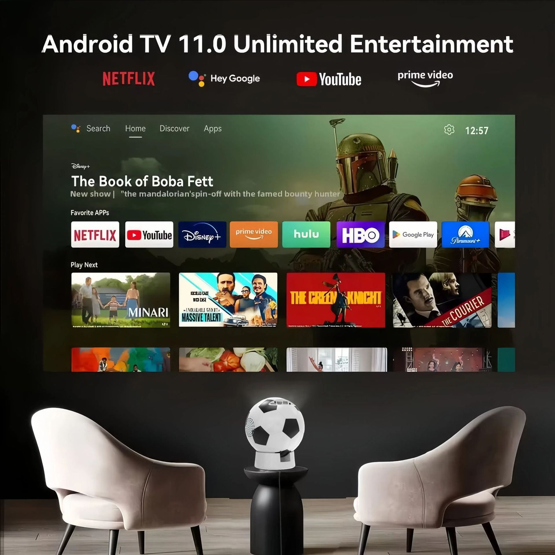 2026 World Cup Football 4K Smart Projector -  Support Android 13, 1080P HD, up to 130" display- Model#Q8