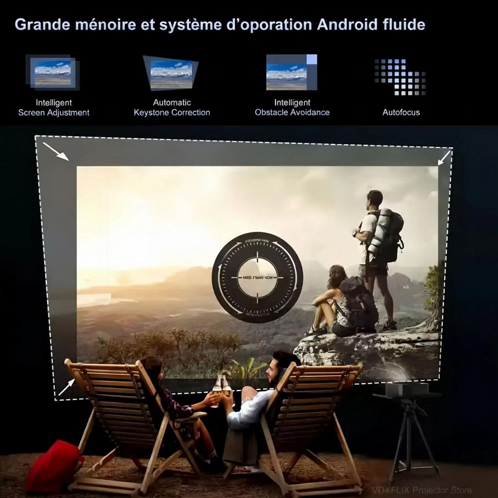 Projecteur intelligent 4K pour la Coupe du Monde de Football 2026 - Compatible Android 13, résolution HD 1080p, écran jusqu'à 130 pouces - Modèle n° Q8
