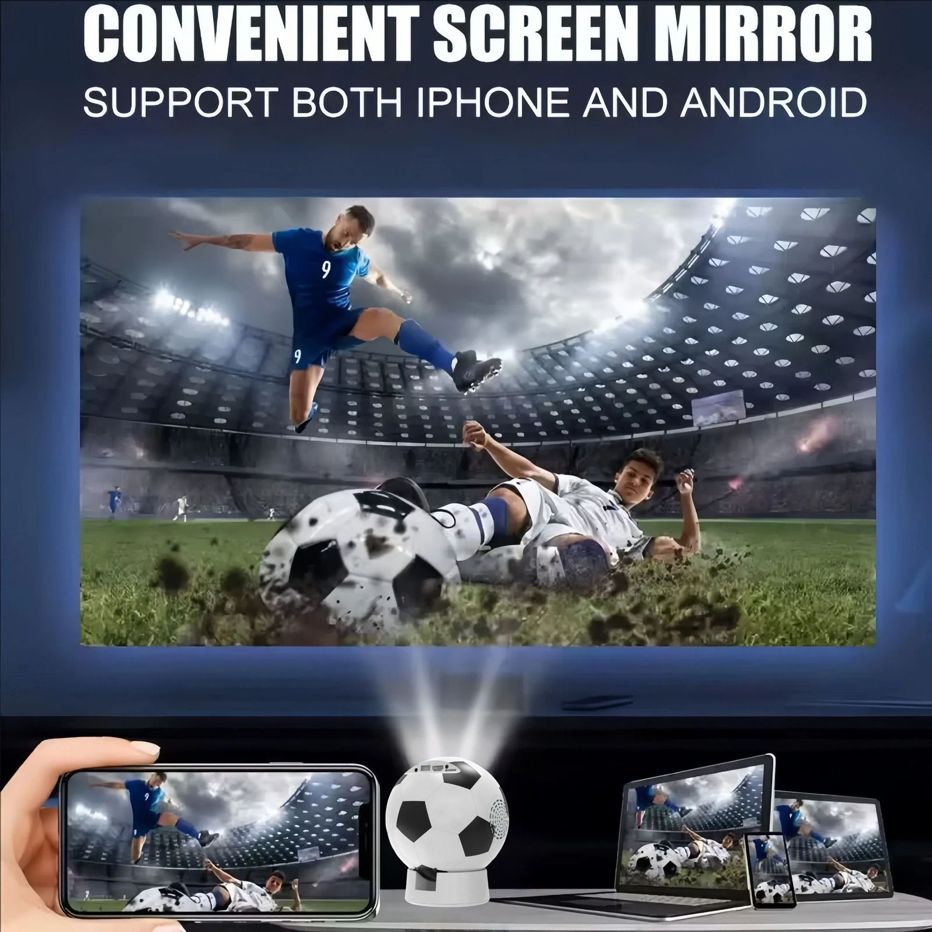 2026 World Cup Football 4K Smart Projector -  Support Android 13, 1080P HD, up to 130" display- Model#Q8