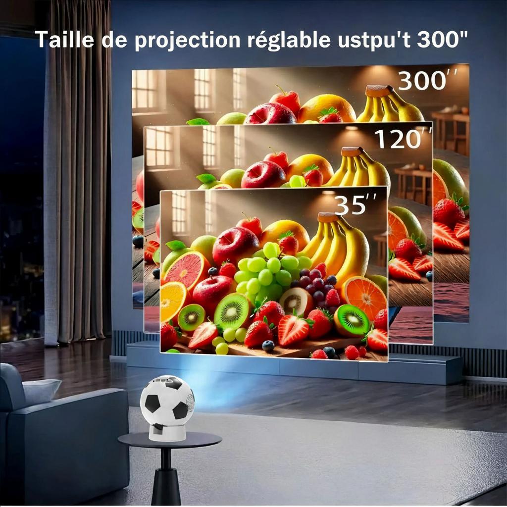 Projecteur intelligent 4K pour la Coupe du Monde de Football 2026 - Compatible Android 13, résolution HD 1080p, écran jusqu'à 130 pouces - Modèle n° Q8