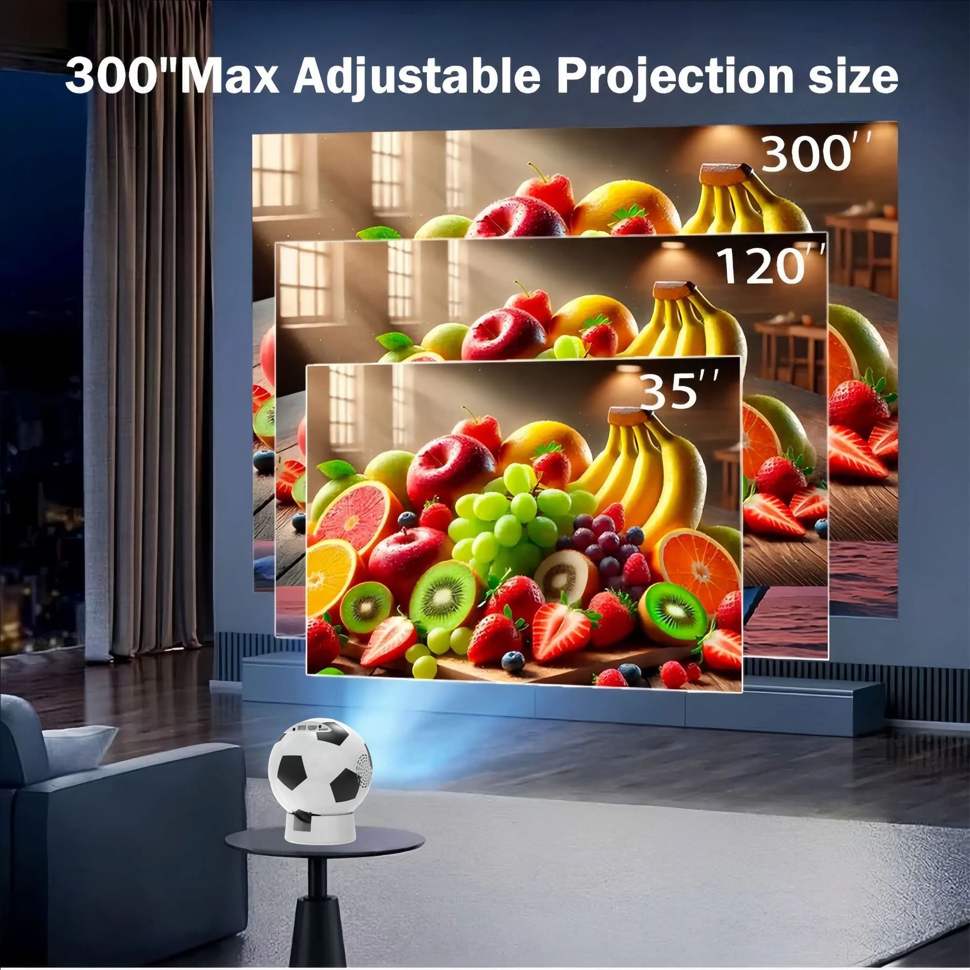 2026 World Cup Football 4K Smart Projector -  Support Android 13, 1080P HD, up to 130" display- Model#Q8