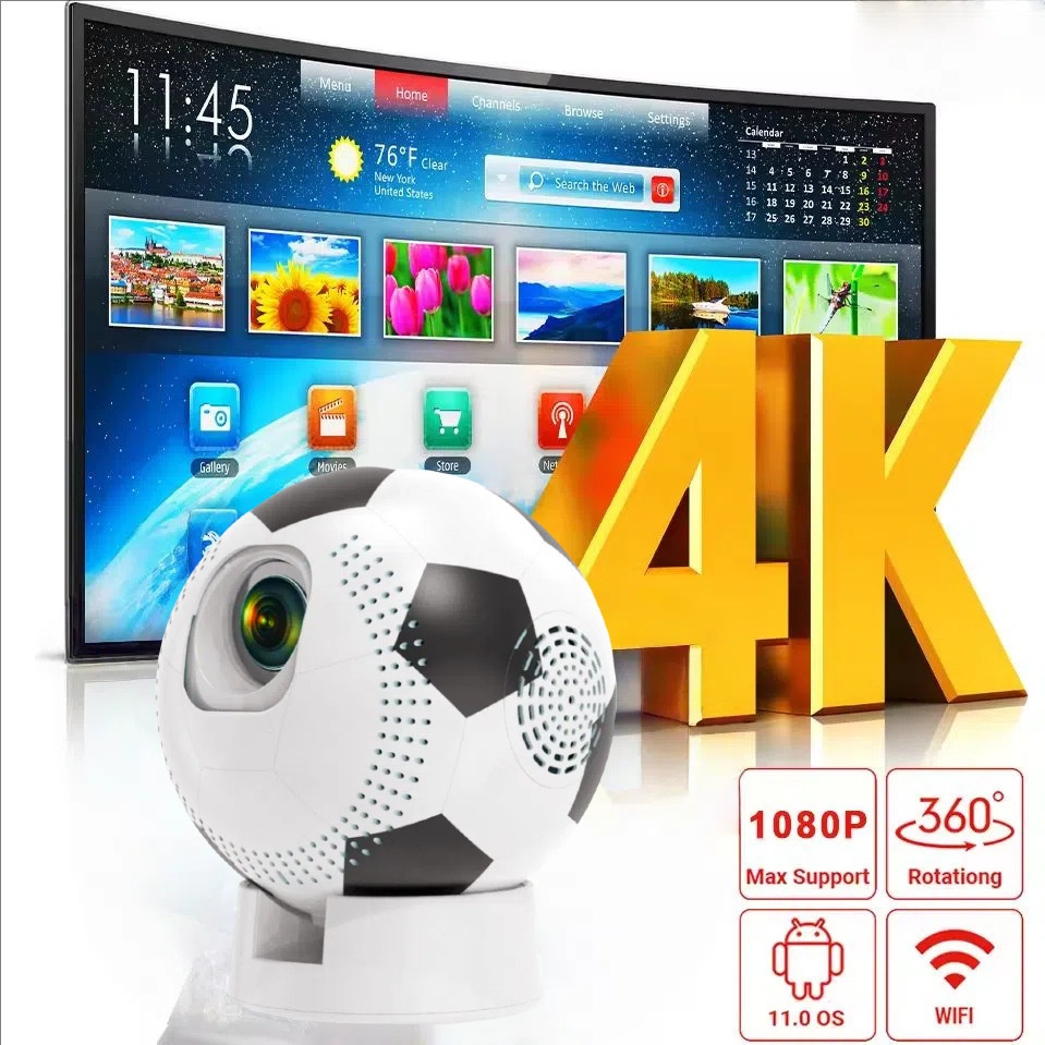 2026 World Cup Football 4K Smart Projector -  Support Android 13, 1080P HD, up to 130" display- Model#Q8