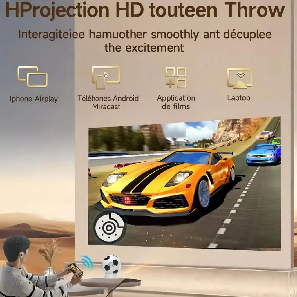 Projecteur intelligent 4K pour la Coupe du Monde de Football 2026 - Compatible Android 13, résolution HD 1080p, écran jusqu'à 130 pouces - Modèle n° Q8